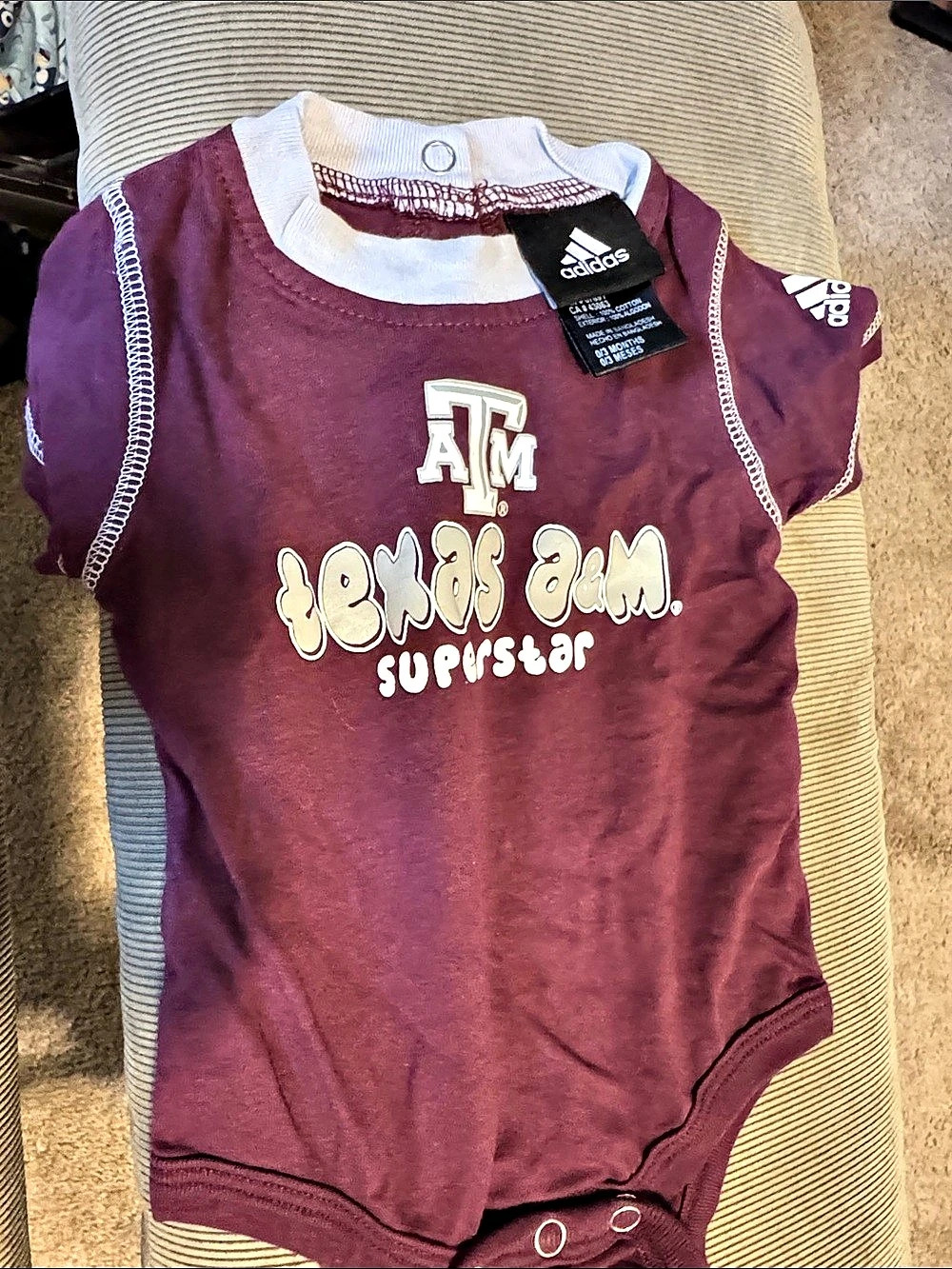 adidas Baby 3 Months Texas A&M Bodysuit Like New